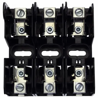 BUSSMANN Fuse Block: Finger-Safe, 3 Pole, 600 V AC, DIN Rail Mounting - UL Class J Fuse Blocks