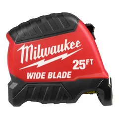 This 25 ft SAE inch tape measure features a nonmagnetic single hook tip and manual lock. The 1.25 in wide blade provides extended reach without buckling. Graduated in 1/16 in increments, it is suited for linear measurements in construction, carpentry, and industrial maintenance.