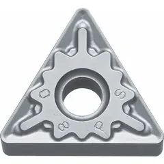 Triangle-shaped indexable turning insert made of cermet, used for finish turning of steel and stainless steel. Suitable for CNC lathe operations requiring high wear resistance and smooth surface finish in general machining applications.