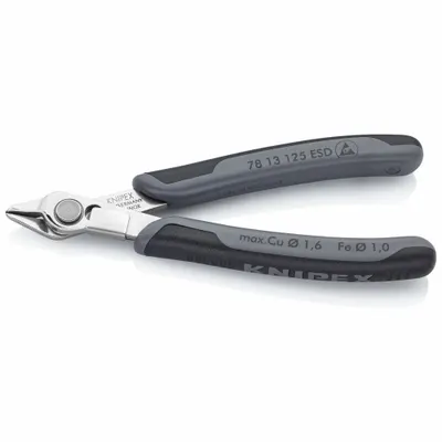 KNIPEX Diagonal Cutting Plier: ESD-Safe, Flush, Pointed, 4 7/8 in Overall Lg, 3/8 in Jaw Lg - ESD-Safe Flush-Cut Pliers