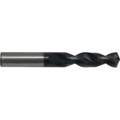 CLEVELAND C15100 is a #10 screw-machine length drill bit with 0.1935 inch diameter, made of TiAlN-coated cobalt with fast spiral flute design. The 135° split point reduces walking for precise starting. Designed for deep hole-drilling in production machining, suitable for steel, stainless steel, and cast iron in rigid setups.