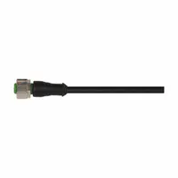 Cordset: M12 Female Straight X Bare Wire, 3 Pins, Black, PVC, 1 m Cable Lg, 4 A Max Current (A) (MPN 7000-12181-6130100)
