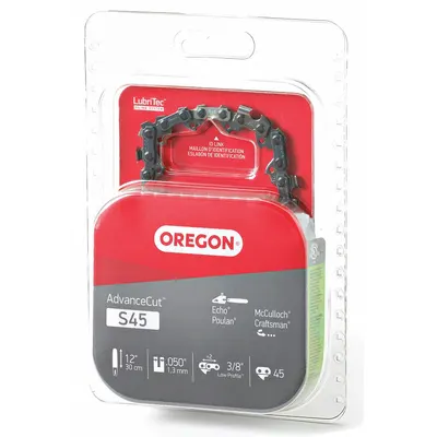 OREGON Chainsaw Chain: 12 in Compatible Bar Lg, 3/8 in, 0.05 in Gauge, 45 Links