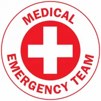 Hard Hat Label: Medical Emergency Team, 2 in Dia, English, Non-Reflective, 4 Labels, Circle, 4 PK (MPN 49559)
