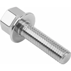 Fully threaded M6 flanged hex head screw with USIT thread technology, made from Grade 316L stainless steel. Fastener length 12 mm. Suitable for hygienic fastening in environments requiring corrosion resistance and cleanability.