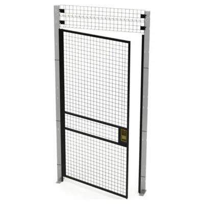 HUSKY RACK & WIRE Swing Door: 8 ft H x 4 ft W x 1 3/4 in D, Black, Powder-Coated - Husky Rack & Wire Quick-Assemble Woven-Wire Partition Components