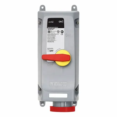 LEVITON Mechanical Interlock: 480V AC, Three Phase, 60 A, 3 Pole - Fused Washdown-Rated Interlocks