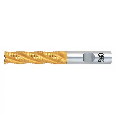 OSG Roughing End Mill: High Speed Steel, TiN Coating, 4 Flute, 3/4" Mill Dia - General Purpose High-Speed Steel Roughing End Mills
