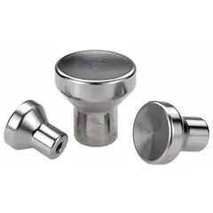 This corrosion-resistant pull knob features a 33 mm diameter stainless steel body with a threaded hole. It has a 5/16"-18 thread and 16 mm thread length. Used for manual adjustment and positioning on industrial machinery, fixtures, and equipment.