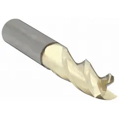 Carbide square end mill with ZrN coating for aluminum and non-ferrous materials. Three-flute design with 7/16" cutting diameter, 1" length of cut, and 2-1/2" overall length. Used for slotting, profiling, and contouring in general machining applications.