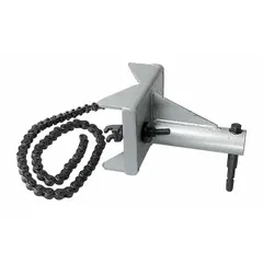 This pipe clamp is designed to securely hold pipes during power hacksaw cutting operations. It provides stable clamping for accurate cuts in industrial piping applications.