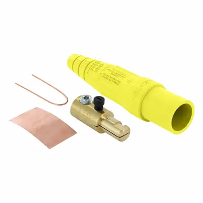 LEVITON Single Pole Inline: Male, Yellow, 600V AC/600V DC, 400 A, Single Set Screw Termination - Plugs with Set Screw Terminations