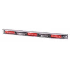 LED clearance marker light with rectangular shape and red lens for surface or hole mount. Rated IP67 for moisture and dust resistance. SAE P2 compliant for side and rear marking on trucks, trailers, and heavy equipment. Electrical connection via bullet and ring connector.