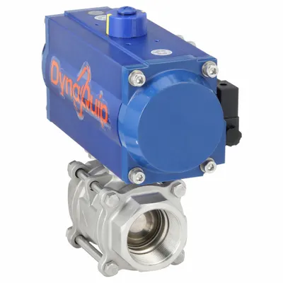 DYNAQUIP CONTROLS Pneumatically Actuated Two-Way Ball Valve: 2 in, Stainless Steel - Stainless Steel Pneumatically-Actuated Ball Valves
