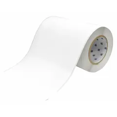 This vinyl, white matte indoor label roll measures 8 inches by 100 feet and is inkjet print-receptive. It is designed for use with the BradyJet J5000 printer series. Suitable for industrial labeling applications such as asset tracking, pipe marking, and safety signage.