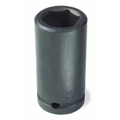 This PROTO impact socket features a 3/4" drive, deep length, and 6-point SAE design for use with 1-9/16" hex fasteners. The black oxide finish provides corrosion resistance. Suitable for heavy-duty fastening and loosening in industrial maintenance, automotive repair, and construction applications.