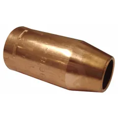 Conical copper nozzle for MIG welding, designed for use with FasTip contact tips. Directs shielding gas and protects the contact tip in heavy-duty applications. Insulator sold separately.