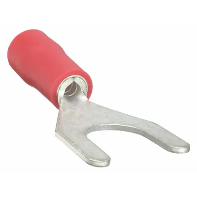 OEM Fork Terminals: Red, Vinyl, 1/4 in Stud Size, 22 AWG – 16 AWG Wire Range - Insulated Fork Terminals