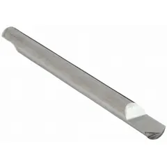 This double-end pointed engraving tool is made of solid carbide for wear resistance. It features a 90° tip angle and 0.008" tip diameter, suitable for fine detail engraving, marking, and numbering on metals, plastics, and hardened materials. Overall length is 4".