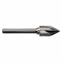 This 60° countersink features six flutes for smooth finish chamfering and deburring in metalworking and machining operations. The carbide construction provides long tool life in ferrous and non-ferrous materials. Body diameter is 3/8 in.