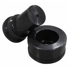 Round punch and die set for use with vertical ironworkers. Creates clean round holes in metal workpieces during fabrication and structural steel processing. Compatible with models SW-132, SW-50, SW-62, SW-84, and SW-95.