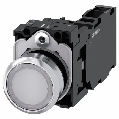 Siemens Illuminated Push Button: Illuminated, Flush Profile, Non-Metallic, 22 mm - Illuminated Flush-Mount Push Buttons