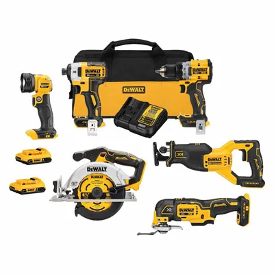 DEWALT Cordless Tool Combination Kit: 6 Tools, 20 V DC Volt, Battery Included - DEWALT 20V Cordless Tool Combination Kits