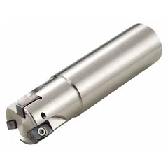 This indexable square-shoulder end mill features a standard length shank and a 90-degree cutting angle, designed for milling square shoulders, slots, and profiling operations. It accepts replaceable carbide inserts for efficient material removal in general metalworking applications.