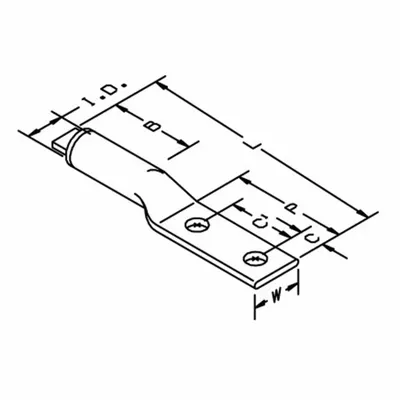 3M Compression Lug: For 600 kcmil, 1/2 in Stud Size, Std - Two-Hole Compression Lugs