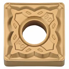Square (S) type indexable turning insert with PVD Cermet coating. Designed for finish to medium turning operations on steel and stainless steel. The square shape provides four cutting edges for efficient general-purpose machining.