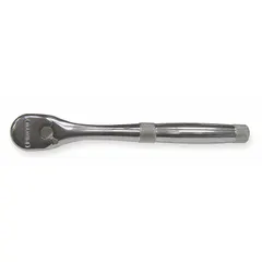 This reversible standard-head ratchet from Proto features an 8° minimum arc swing for use in confined spaces. The 8-1/2-inch overall length and chrome finish suit general maintenance and repair tasks. No quick-release mechanism.