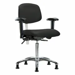 Vinyl Cleanroom Task Chair with Arms, ISO 5, Aluminum Base, Height Adjustable 21 1/2" to 29"