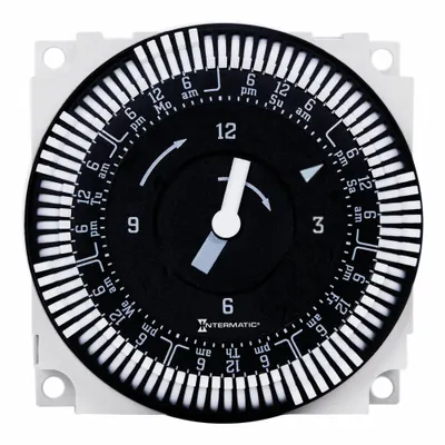 INTERMATIC Electromechanical Timer: 7 day, SPDT, 120V AC, 48 On/Off Cycles - Max - Panel Cover-Mounted Electromechanical Timer Switches