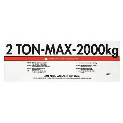 CM Capacity Label: Electric Chain Hoists, 4,000 lb Compatible Load Capacity - Warning Labels for Hoists