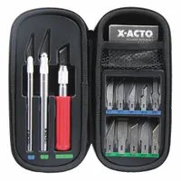 X-ACTO Precision Knife Kit: Curved/Straight/Triangular, 2 in_1 1/2 in_1 3/4 in Blade Lg, Metal (MPN X5285)