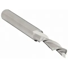 Solid carbide spiral-flute router bit with downcut geometry for wood, plywood, and MDF. The 2-flute design pushes chips downward to minimize tear-out on top surfaces. Suitable for dadoes, grooves, and edge profiling in cabinetry and furniture.