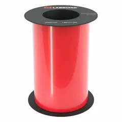 Continuous vinyl label roll for thermal transfer printing, 8 inches wide by 75 feet long, in red gloss finish. Suitable for indoor and outdoor use. Compatible with LabelTac 9 printer series. Used for creating labels for safety signs, pipe marking, and equipment identification.