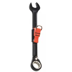 Alloy steel construction with black chrome finish. 5/8 in head size, 8 1/4 in overall length, offset design. Tether-ready for tool retention in industrial maintenance, assembly, and repair applications.