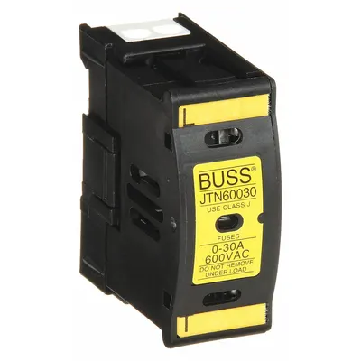 BUSSMANN Fuse Block: Finger-Safe, 1 Pole, 600 V AC, DIN Rail Mounting - UL Class J Fuse Blocks