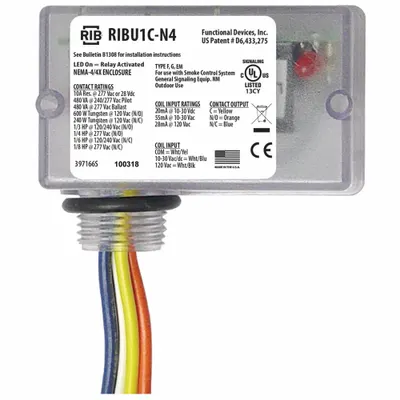 RIB Enclosed Pre-Wired Relay: 10 A Rating, 10-30V AC/DC/120V AC, SPDT - General Purpose Power Relays