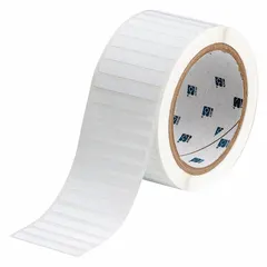 This precut label roll from Brady's Destructible Tamper-Indicating series measures 1/4 in x 2 in with a 1/4 in core and a white matte finish. Designed for use with the BBP81 printer, the labels destruct upon removal to reveal tampering, providing a security solution for asset identification and tracking.
