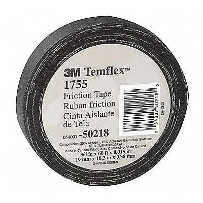 3M Electrical Tape: 3/4 in Wd, 27 1/2 yd Lg, 13 mil Thick, Uncoated Cotton Cloth - Abrasion-Resistant Electrical Tape