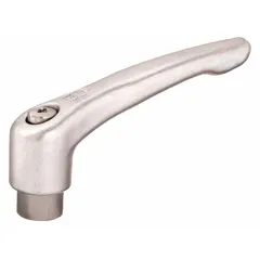 Stainless steel teardrop-style adjustable handle with a threaded hole. Features a 3/8"-16 thread, 14 mm thread length, and 80 mm overall length. Suitable for clamping and positioning on machinery, fixtures, and industrial equipment where corrosion resistance is required.