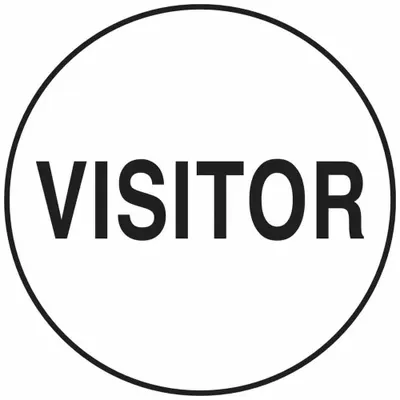 BRADY Hard Hat Label: Visitor, 2 in Dia, English, Non-Reflective, 4 Labels, Circle - Safety