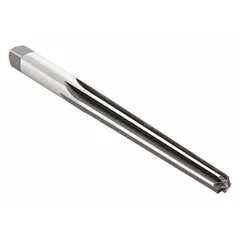 Straight-flute taper pin reamer for #4 pins, with a diameter range of 0.2071 in to 0.2604 in. Used to precisely ream tapered holes in metal assemblies for secure pin retention in machinery and structural applications.