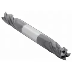 This double-end carbide square end mill features an AlTiN coating for heat and wear resistance. With 4 flutes and a 9/64" mill diameter, it is suited for precision milling of slots, pockets, and contours in metal and composite materials. Overall length is 2".