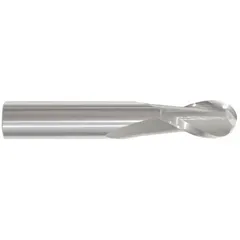 General purpose carbide ball end mill with 3 mm diameter, 2 flutes, 12 mm length of cut, and 39 mm overall length. Suitable for 3D contouring, slotting, and profiling in mold and die work and general machining. The ball nose design enables smooth curved surfaces and fillets on ferrous and non-ferrous materials.