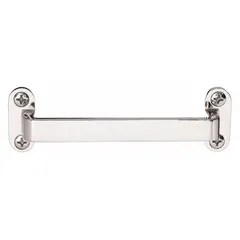 Fixed pull handle with unthreaded mounting holes, made of mirror-finished stainless steel in silver. Accepts 5.1 mm x 25 mm screws. Non-recessed projection with 0.591 in grip thickness. Suitable for cabinet doors, enclosures, and equipment access panels.