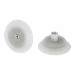 Vacuum pad assembly for fast, food-safe handling in packaging and food processing. Features a G1/8 in vacuum port, 39.2 mm pad diameter, and food grade silicone rubber construction. Suitable for picking and placing delicate food products without contamination.