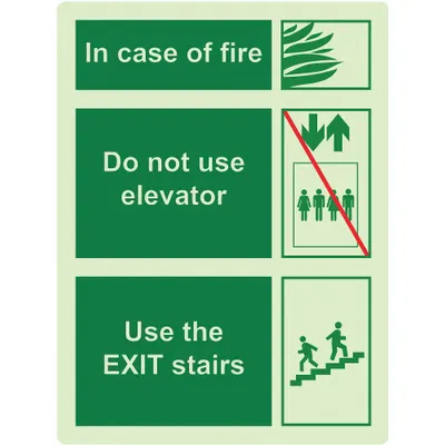 ABILITY ONE In Case of Fire - In Case of Fire, Do Not Use Elevator, Use the Exit Stairs Signs